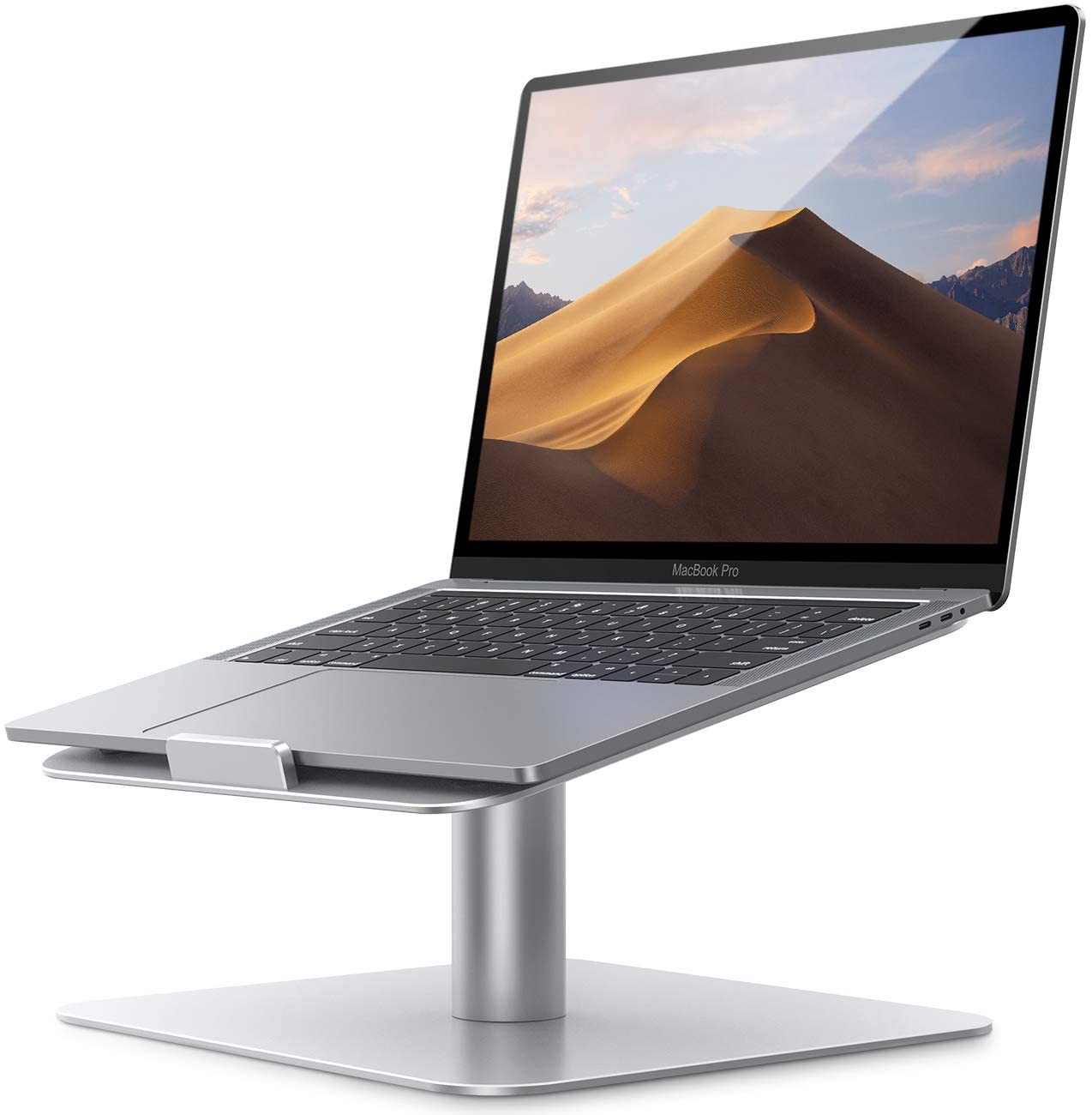 Soporte para Laptop Base Giratorio 360Compatible con Apple MacBook Air Pro DELL Asus XPS HP Galaxy Lenovo More 10 inch 17 inch computadoras Notebooks – Plata.