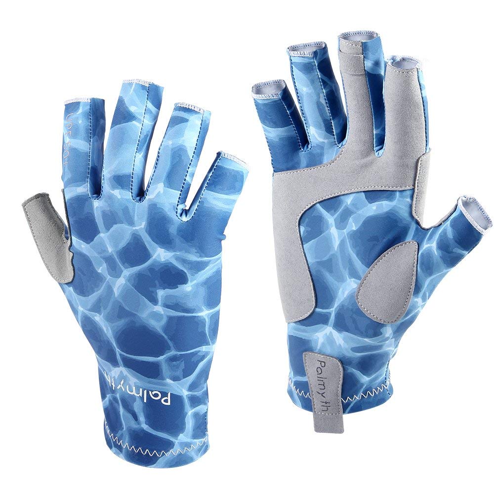 Palmyth protección UV pesca guantes sin dedos UPF50 + sol guantes hombres mujeres para kayak, senderismo, Remo, conducción, piragüismo, Remo