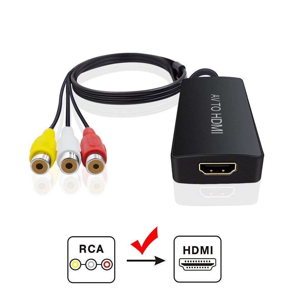 Convertidor compuesto a HDMI, Nintendo 64 a HDMI, AV a HDMI compatible con 1080P con adaptador de corriente, RCA a HDMI para PS One, PS2, PS3, Nintendo 64, WII, WII U y SEGA Video Games Video Converter