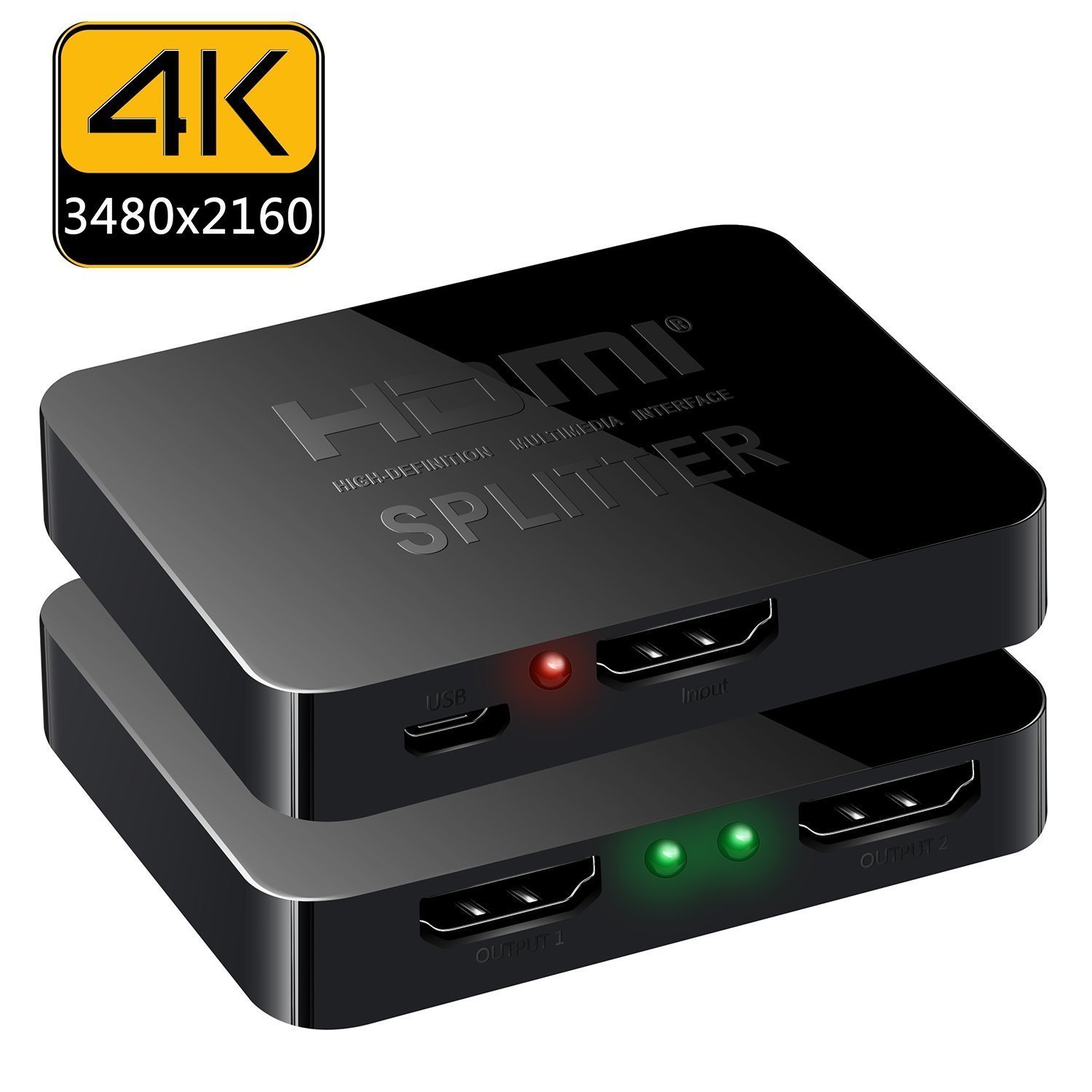 TFHEEY HDMI Splitter 1 x 2 1 Entrada 2 Salida HDMI Amplificador Switcher Caja Hub Soporte 4KX2K 3D 2160P 1080p