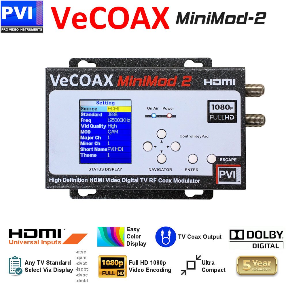 VECOAX MINIMOD-2 HDMI A MODULADOR COAX PARA DISTRIBUIR SUS FUENTES DE VIDEO HDMI A TODOS LOS TELEVISORES