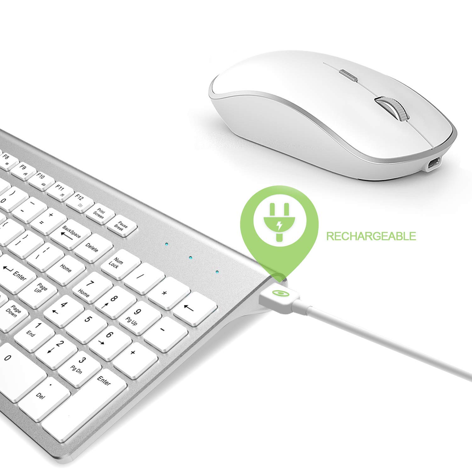 BJL 2.4GHz Wireless Keyboard and Mouse, Ultra Slim Rechargeable