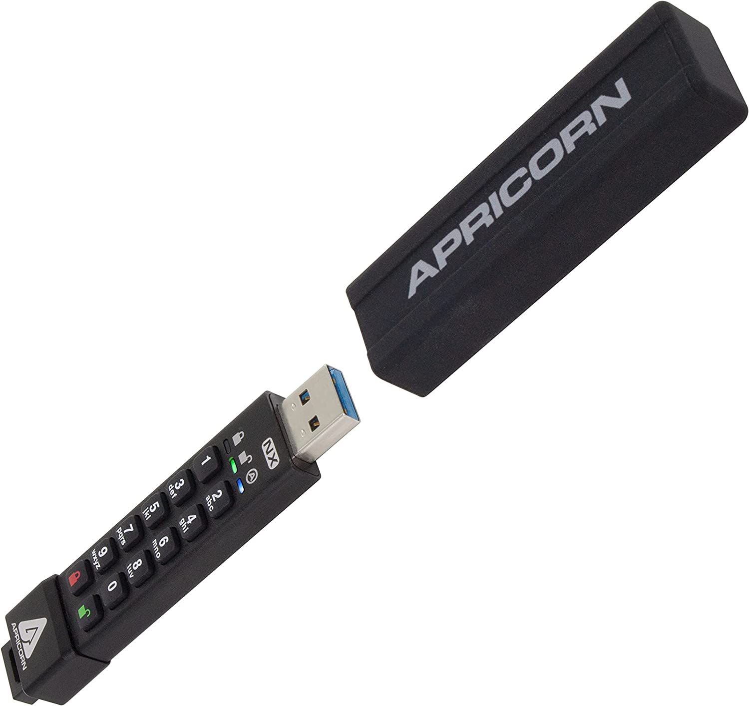 Apricorn Aegis Secure Key 3 NX 64GB 256-bit Encrypted FIPS 140-2 Level 3 Validated Secure USB 3.0 Flash Drive, ASK3-NX-64GB, Black