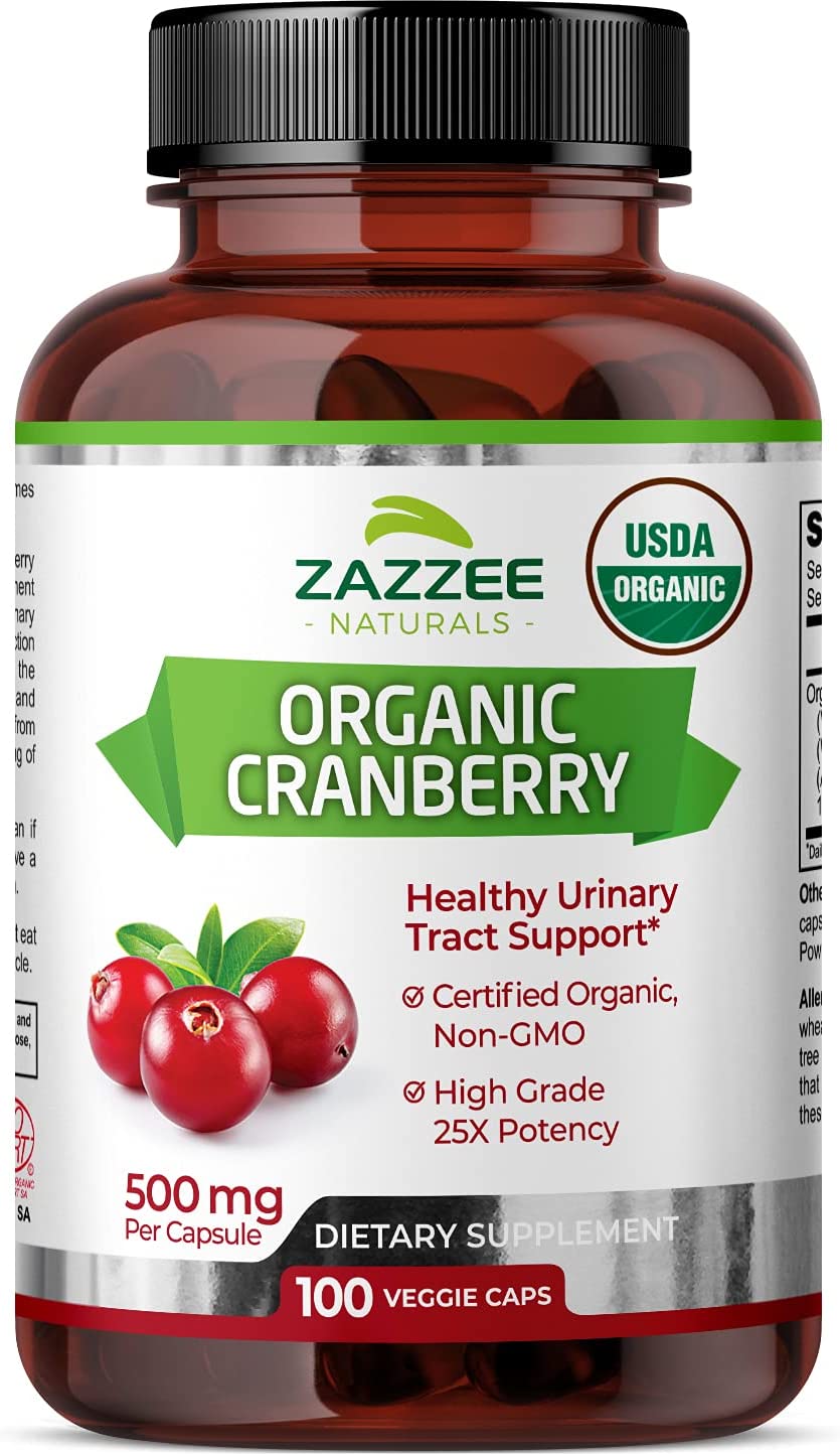 Zazzee Extracto de arándano orgánico USDA 12,500 mg de fuerza 100 cápsulas veganas