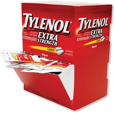 DIV de Johnson & Johnson Tylenol Extra Strength Caplet Refills, 2 tapones por paquete, caja de 50 unidades (3 unidades – 50 cuentas/caja)