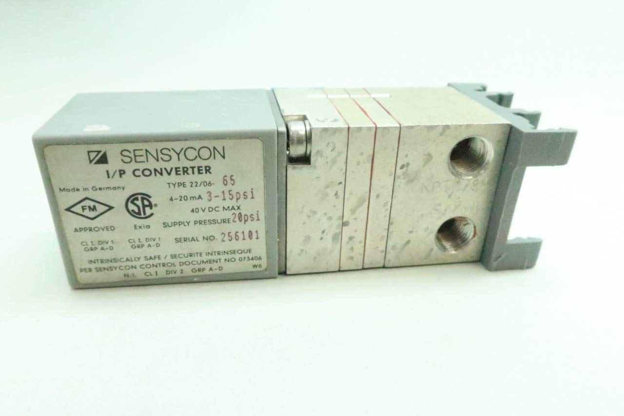 SENSYCON 22/06-65 I/P Converter 4-20MA 3-15PSI 1/8NPT 40V-DC (USADO)