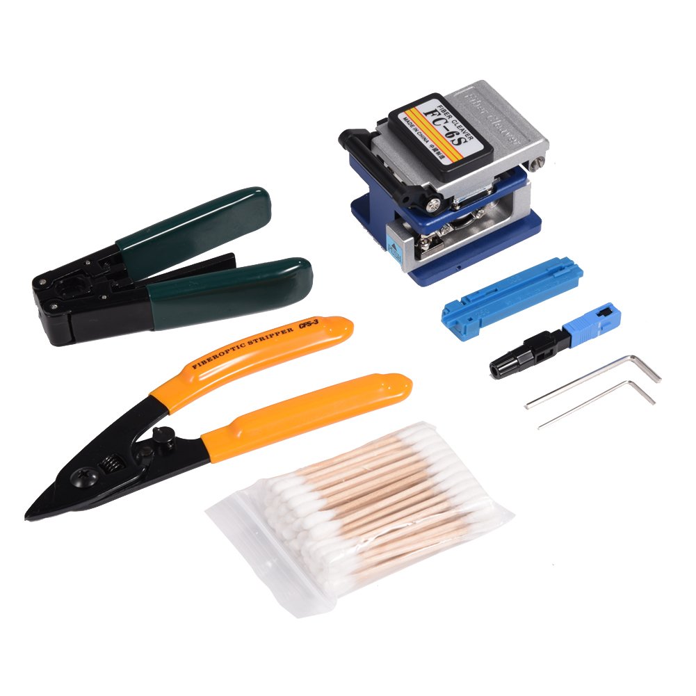 Herramienta de fibra óptica para empalme FTTH Empalme Juego de herramientas de pelado de fibra óptica con cuchilla de fibra FC-6S