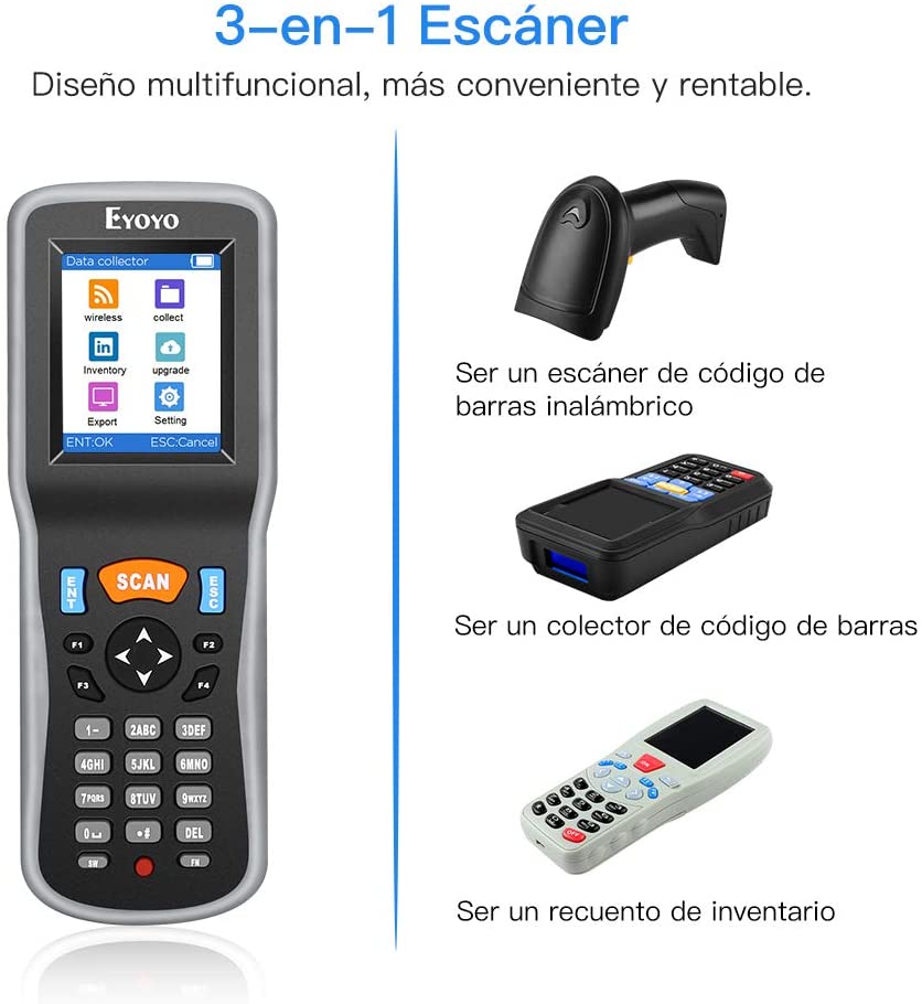 Eyoyo 1D Escáner de Código de Barras,Handheld Colector de Datos Contador de Inventario