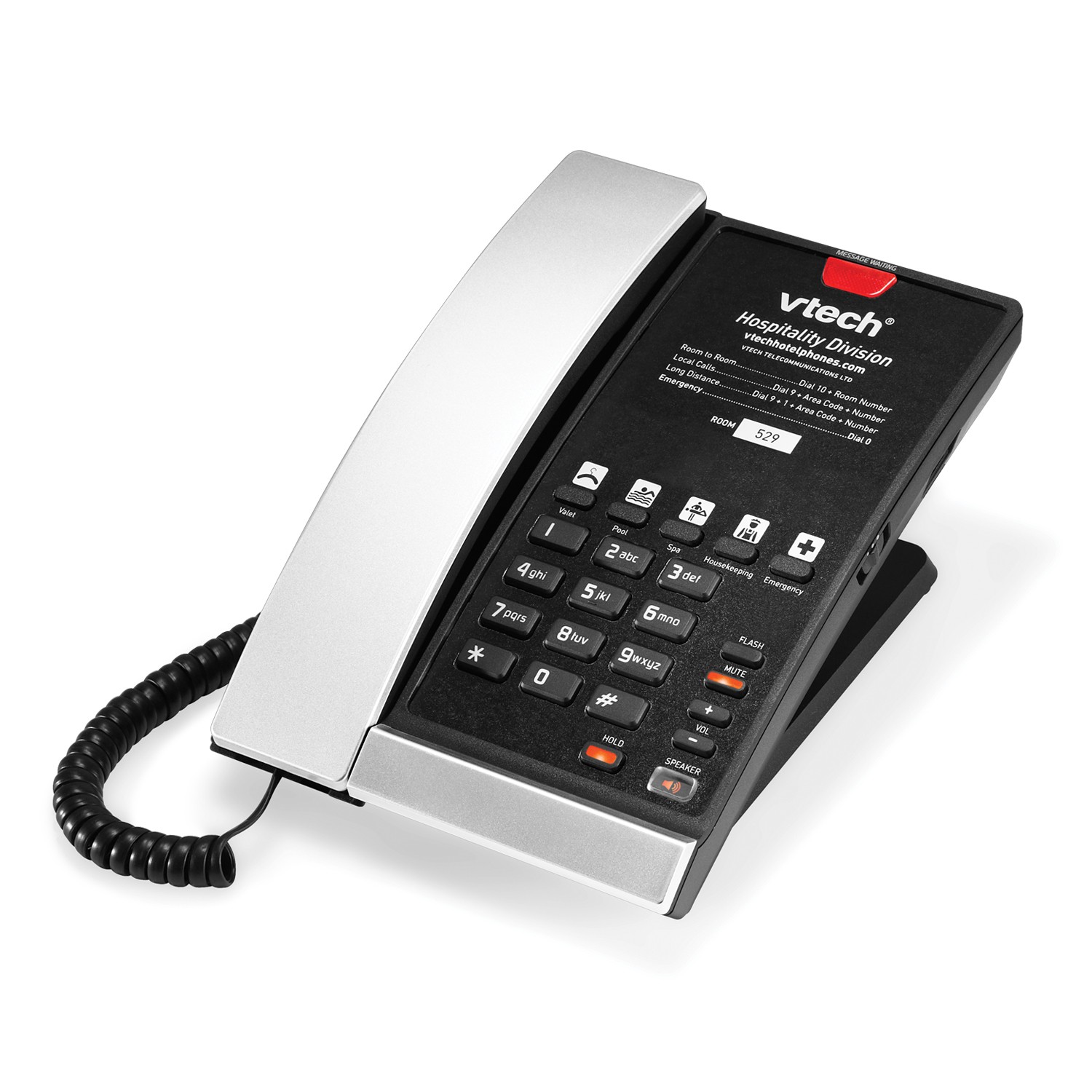 TELEPHONO A2210 1 LINEA DE TELEFONO CON CABLE ANALOGICO CONTEMPORANEO DE 0 3 5 O 10 MARCACIONES RAPIDAS ALTAVOZ - PLATA/NEGRO