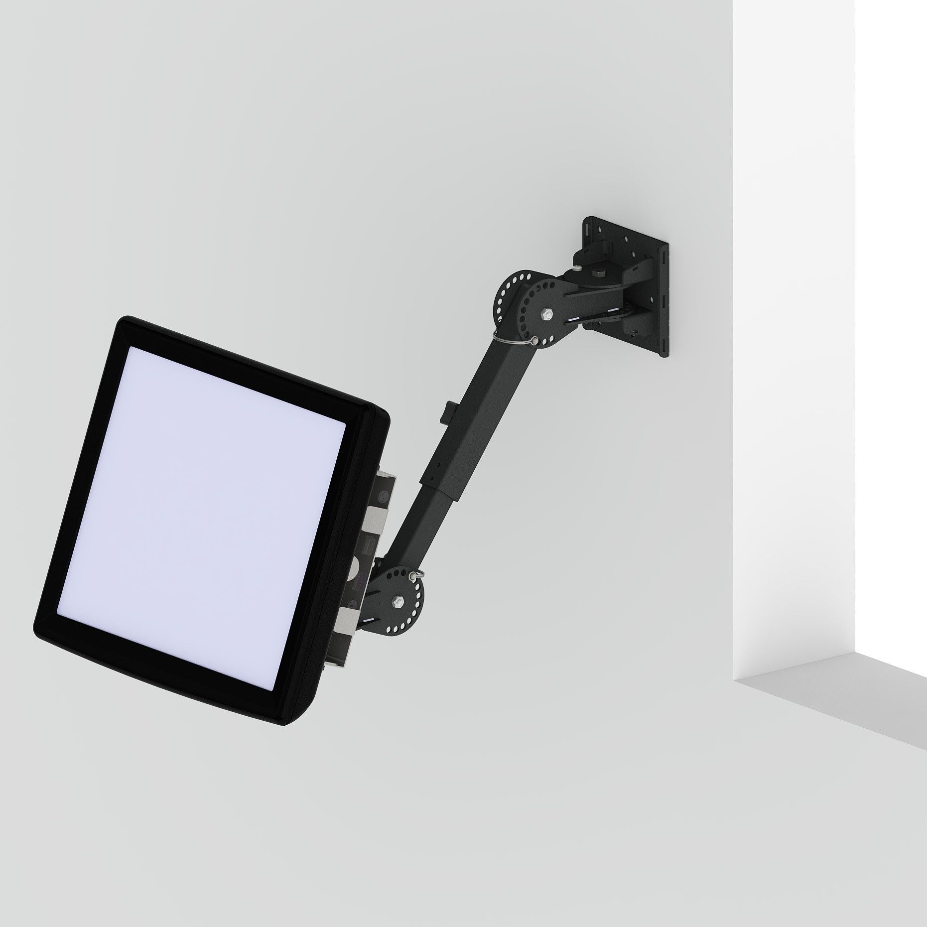 Fully Articulated Wall Mount KDS Support Package for an Elo Touchscreen + MICROS Oracle 166 or 210 Controller