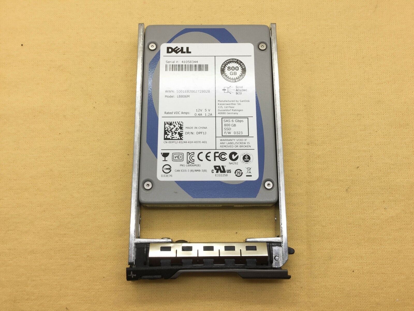 DELL 800GB SAS 2.5 6Gbps SSD LB806M DPF1J 0DPF1J  ( REFUSH )