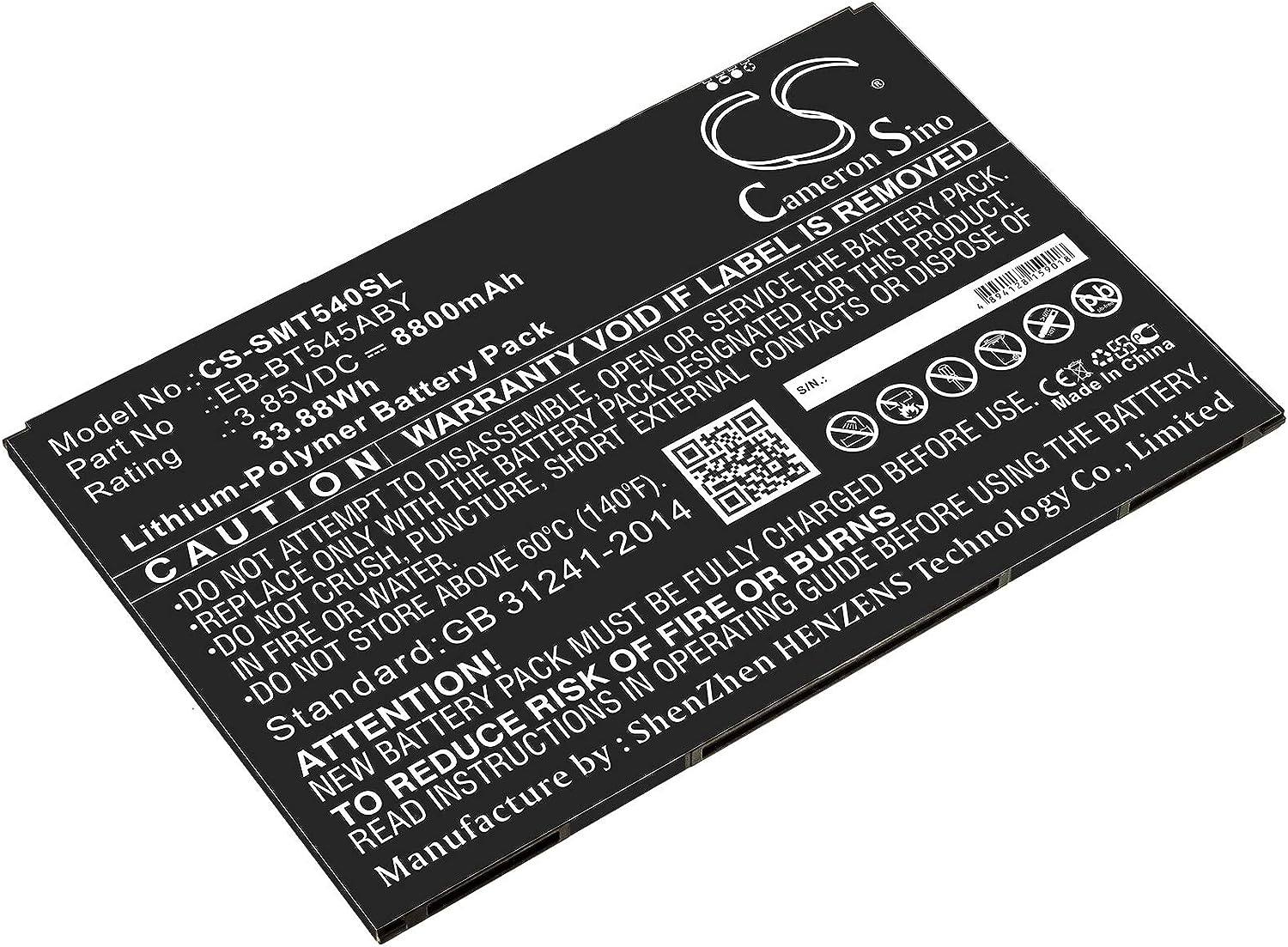 Batería para Samsung Tab Active Pro 10.1 Tab Active Pro SM-T547 SM-T540 SM-T545 EB-BT545ABY (polímero de litio, 8800mAh)