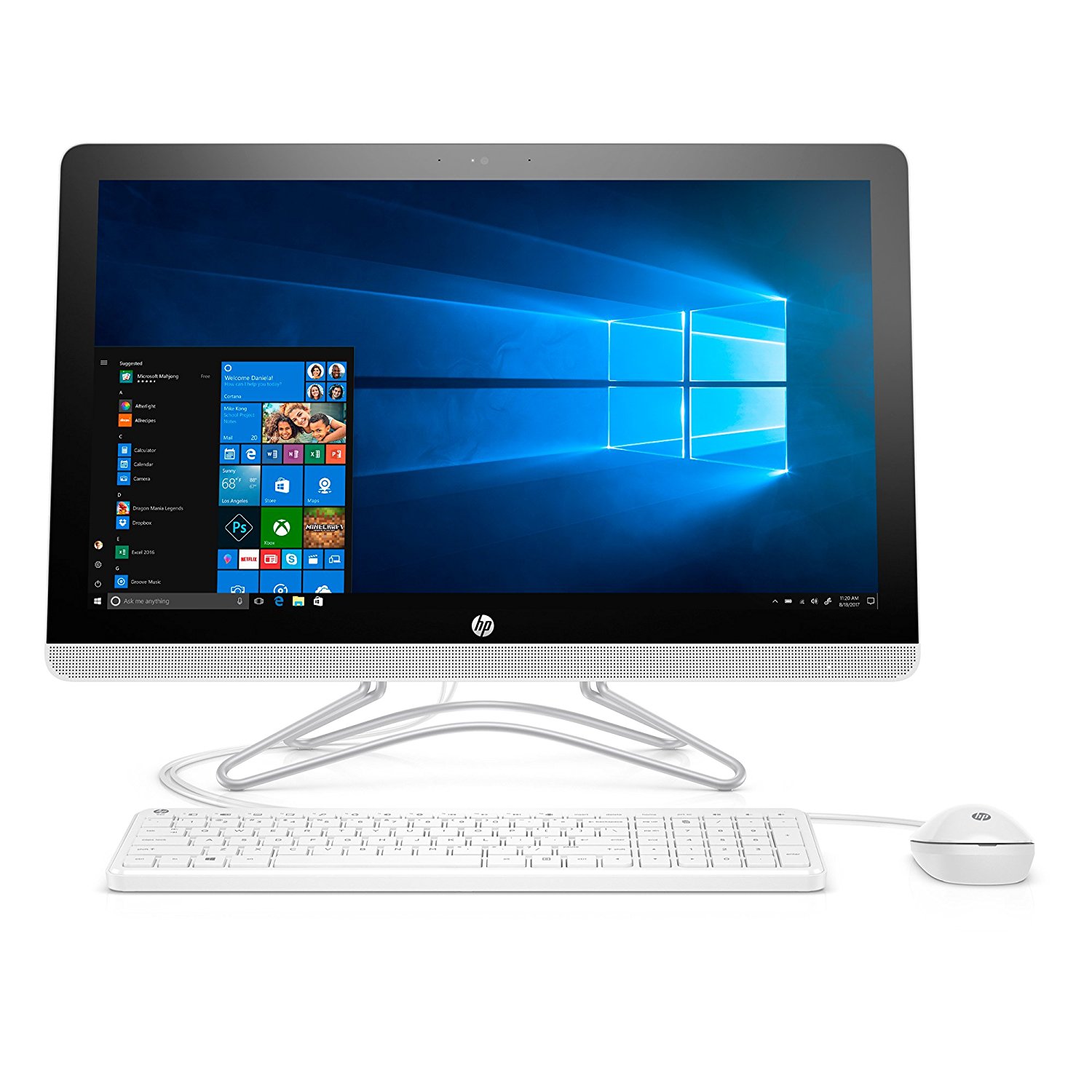 All In One HP Pavilion 24E030 24 pulgadas, Intel Core i5-7200U de doble núcleo, 8 GB de RAM, disco duro de 1TB, Windows 10 Blanca