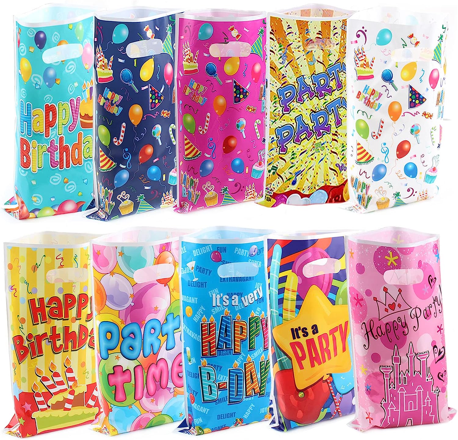 saizone 50 bolsas de recuerdos de fiesta para niños, bolsas de dulces de cumpleaños, bolsas de regalo de fiesta para cumpleaños de niños, bolsas para dulces de cumpleaños, bolsas de botín para fiestas de cumpleaños de niños