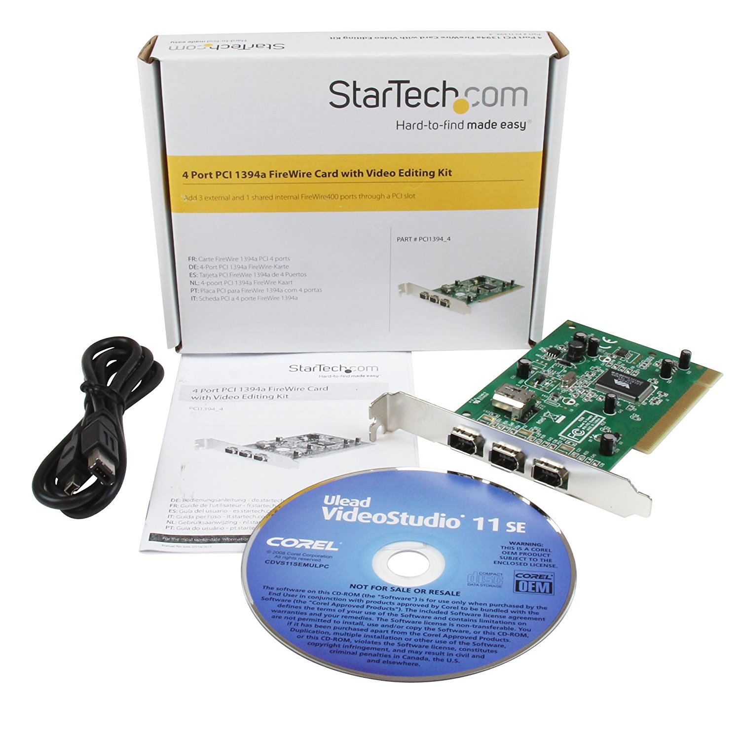 Tarjeta  FireWire PCI 1394A de 4 puertos con kit de edición de video digital