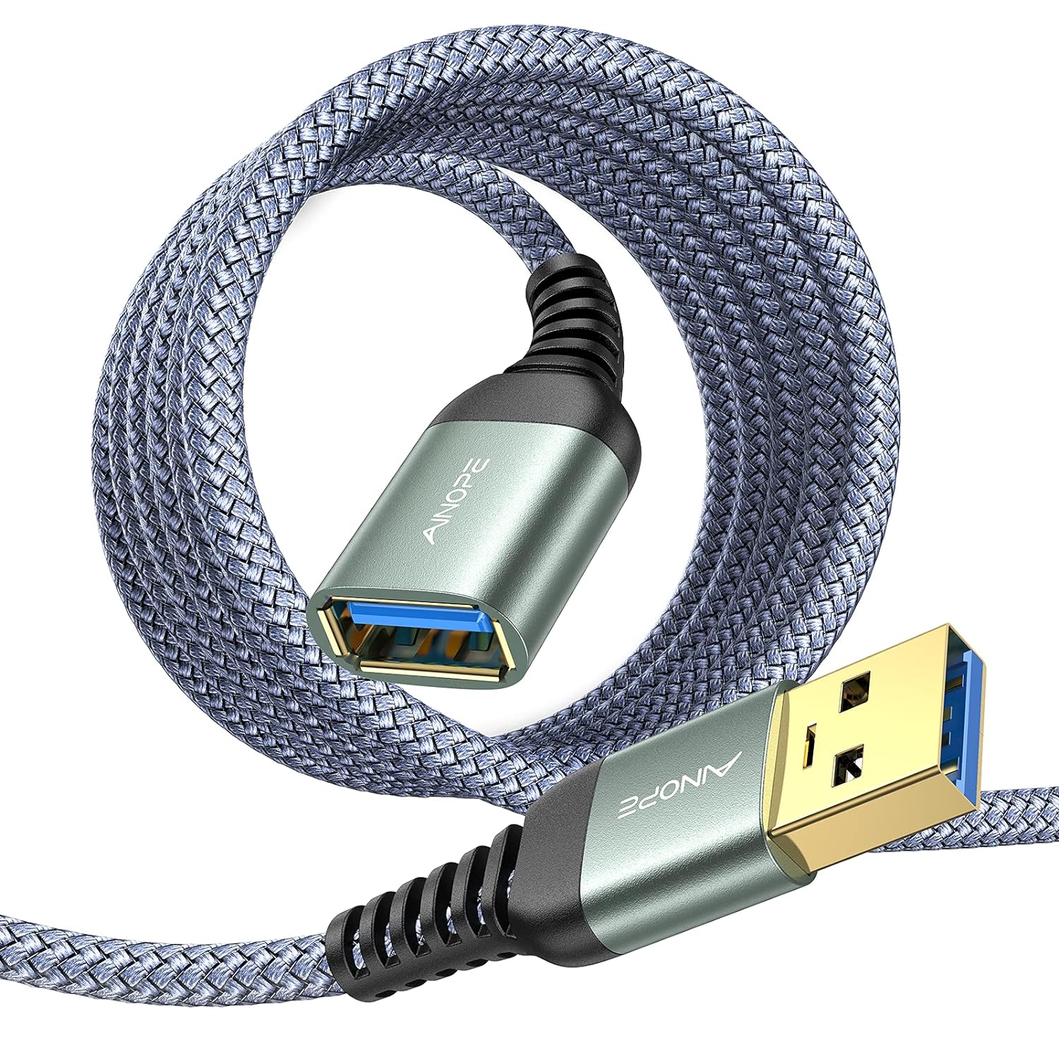 AINOPE - Cable de extensión USB 3.0 de 16 pies tipo A, macho a hembra. Cable de extensión de alta transferencia de datos, compatible con teclado USB, unidad flash, disco duro
