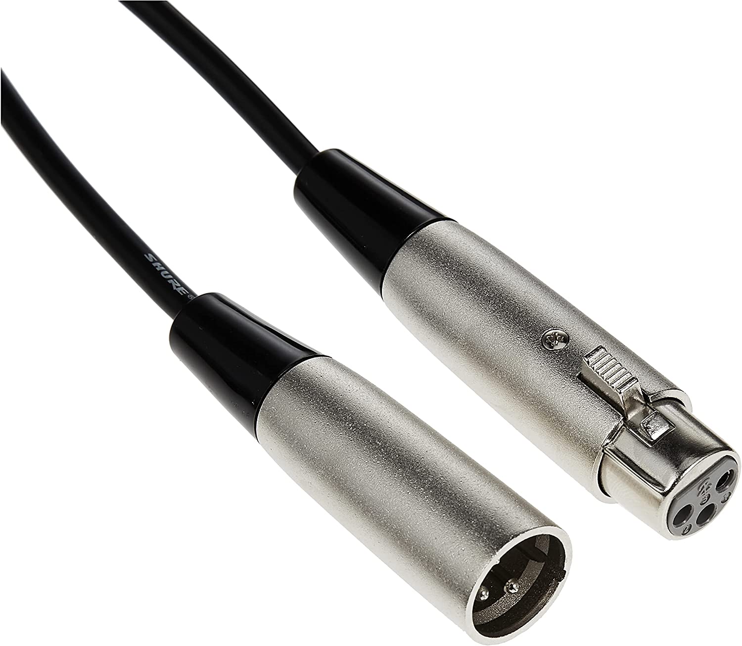 Shure C25J Cable Hi-Flex de 25 pies con conectores XLR cromados, negro