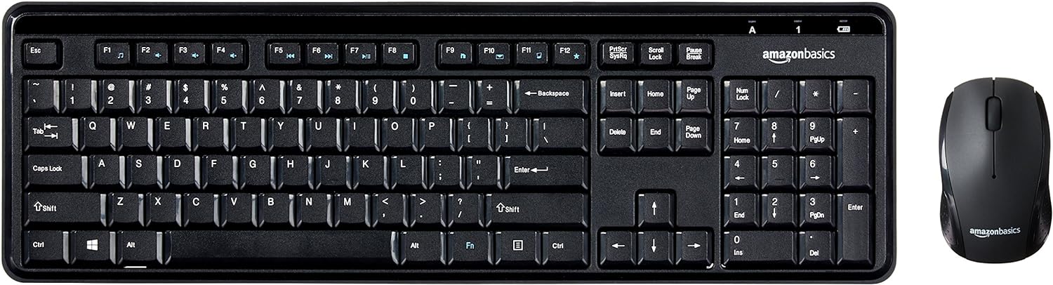 Basics Wireless Computer Keyboard and Mouse Combo, Quiet and Compact US Layout (QWERTY), Black