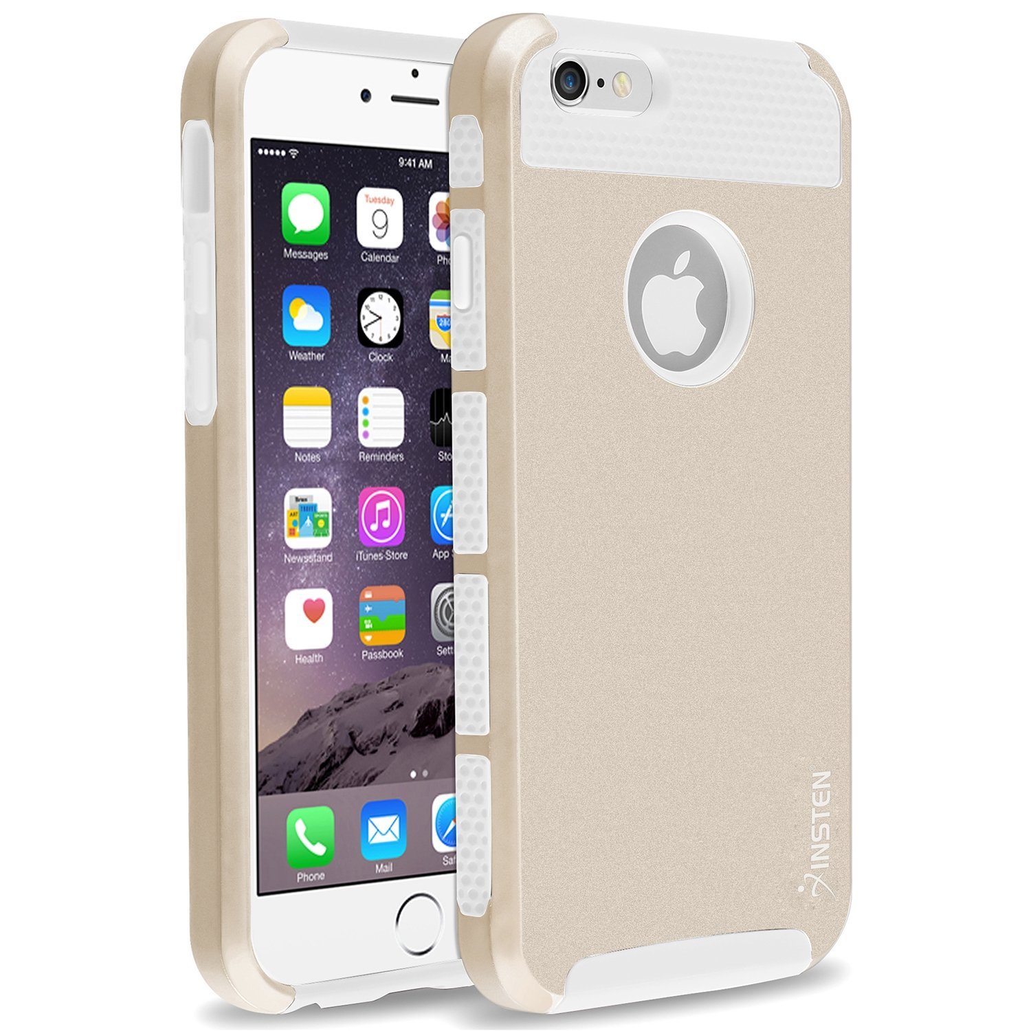 iPhone 6 Case, Insten® Hybrid Case compatible with Apple® iPhone 6 (4.7), White TPU/Gold Hard