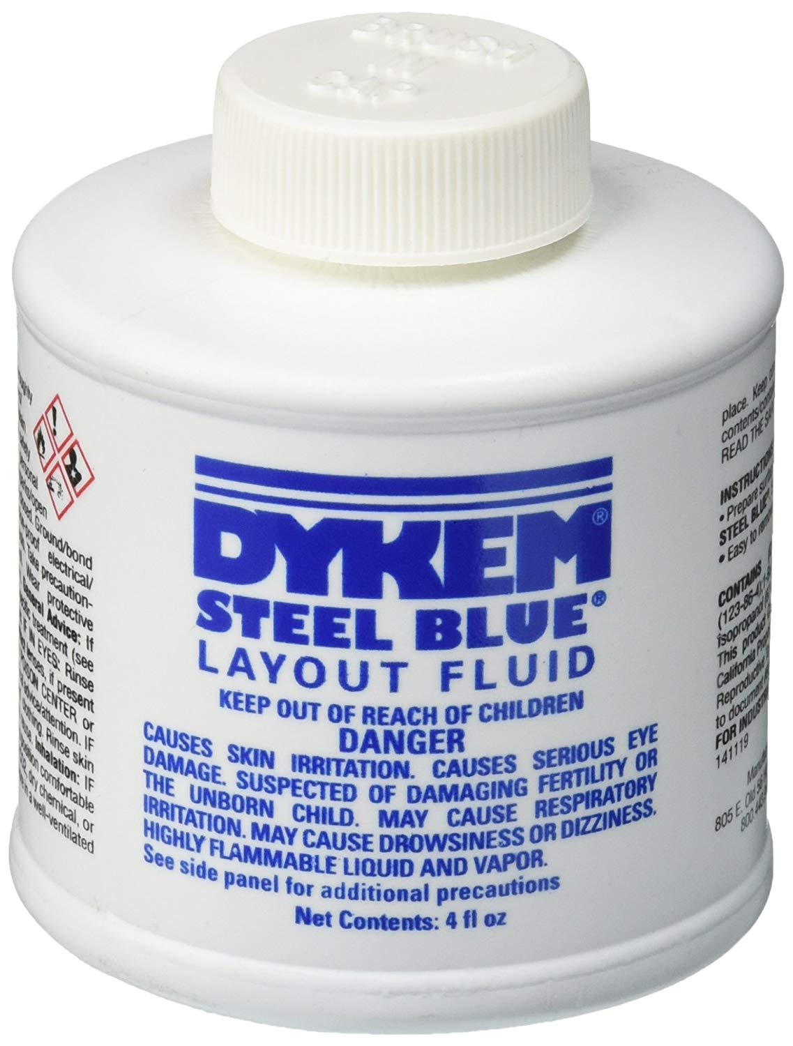 Dykem 80300 Steel Blue Fluido de diseño, cepillo en tapa (4 oz)