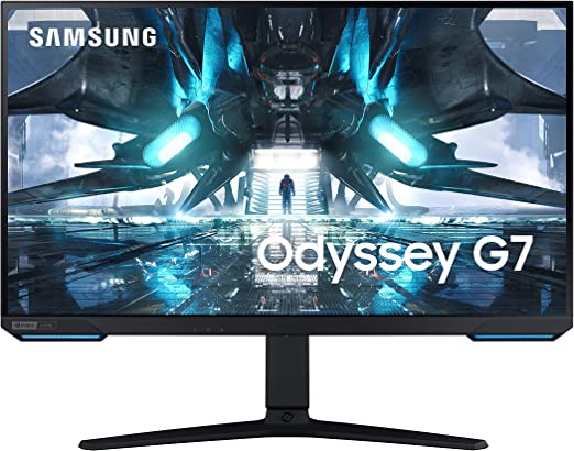 SAMSUNG Monitor de computadora Odyssey G70A de 28 Pulgadas, visualización LED 4K UHD, HDR 400, 144Hz, G-Sync y FreeSync Premium Support, Paneles de luz Frontal, LS28AG700NNXZA, Negro