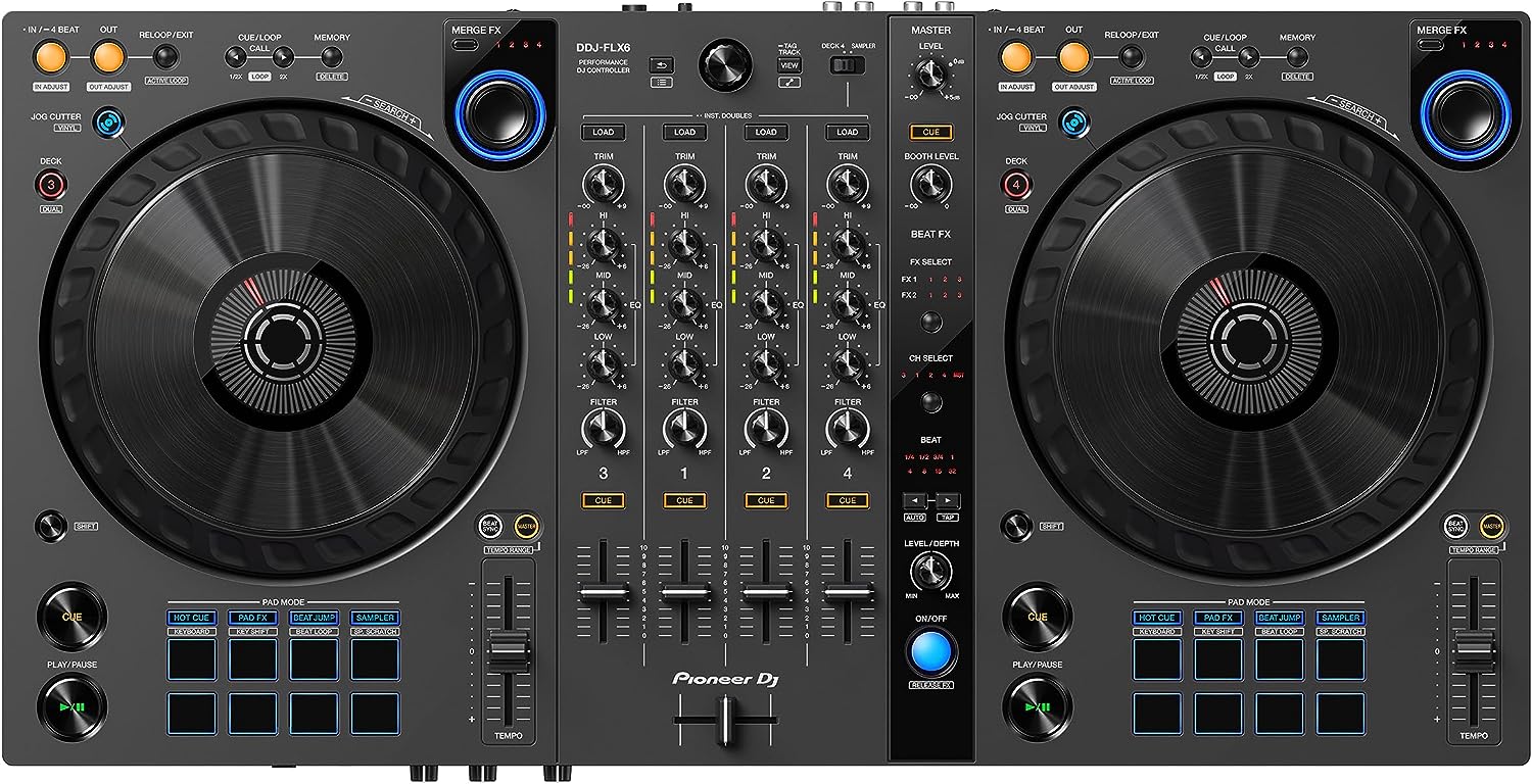 Pioneer DJ DDJ-FLX6-GT - Controlador DJ de 4 decks para Rekordbox y Serato - Grafito