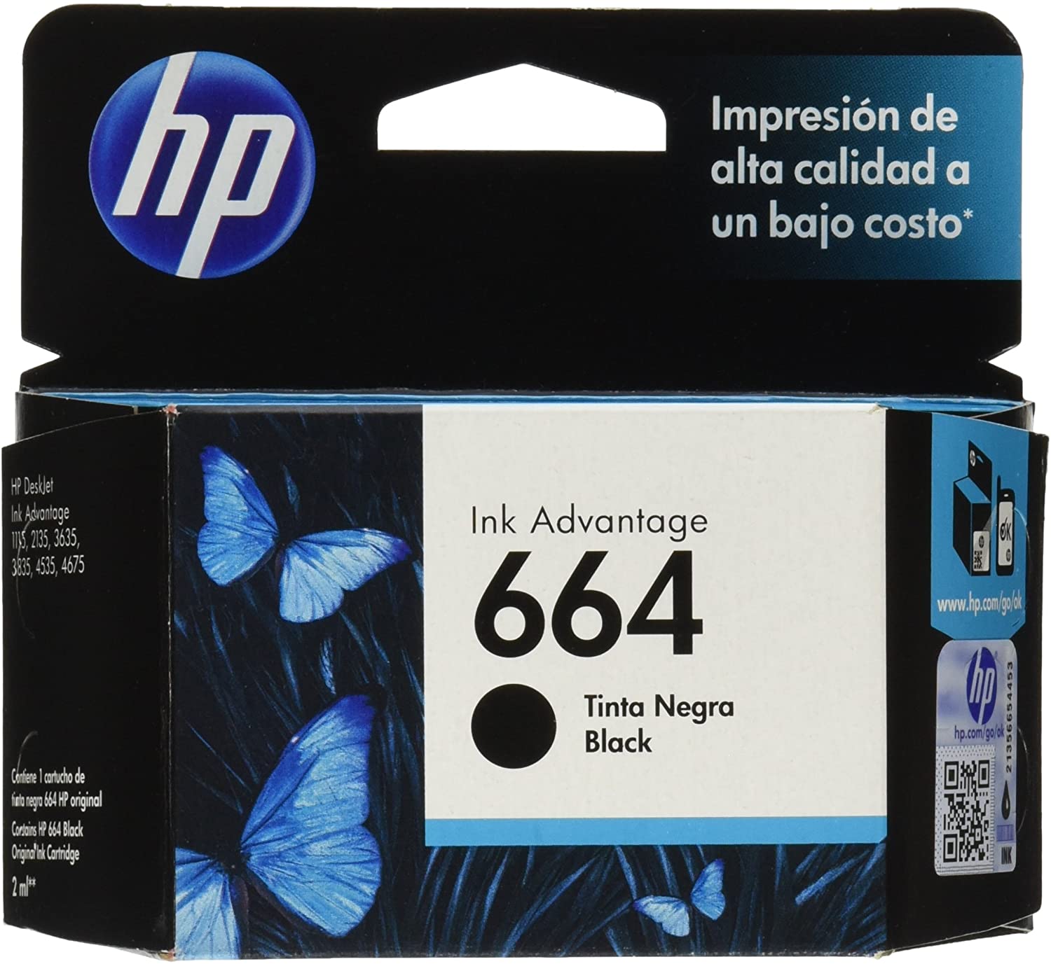 HP CARTUCHO ORIGINAL DE TINTA NEGRA 664 120 PAGINAS (F6V29AL)