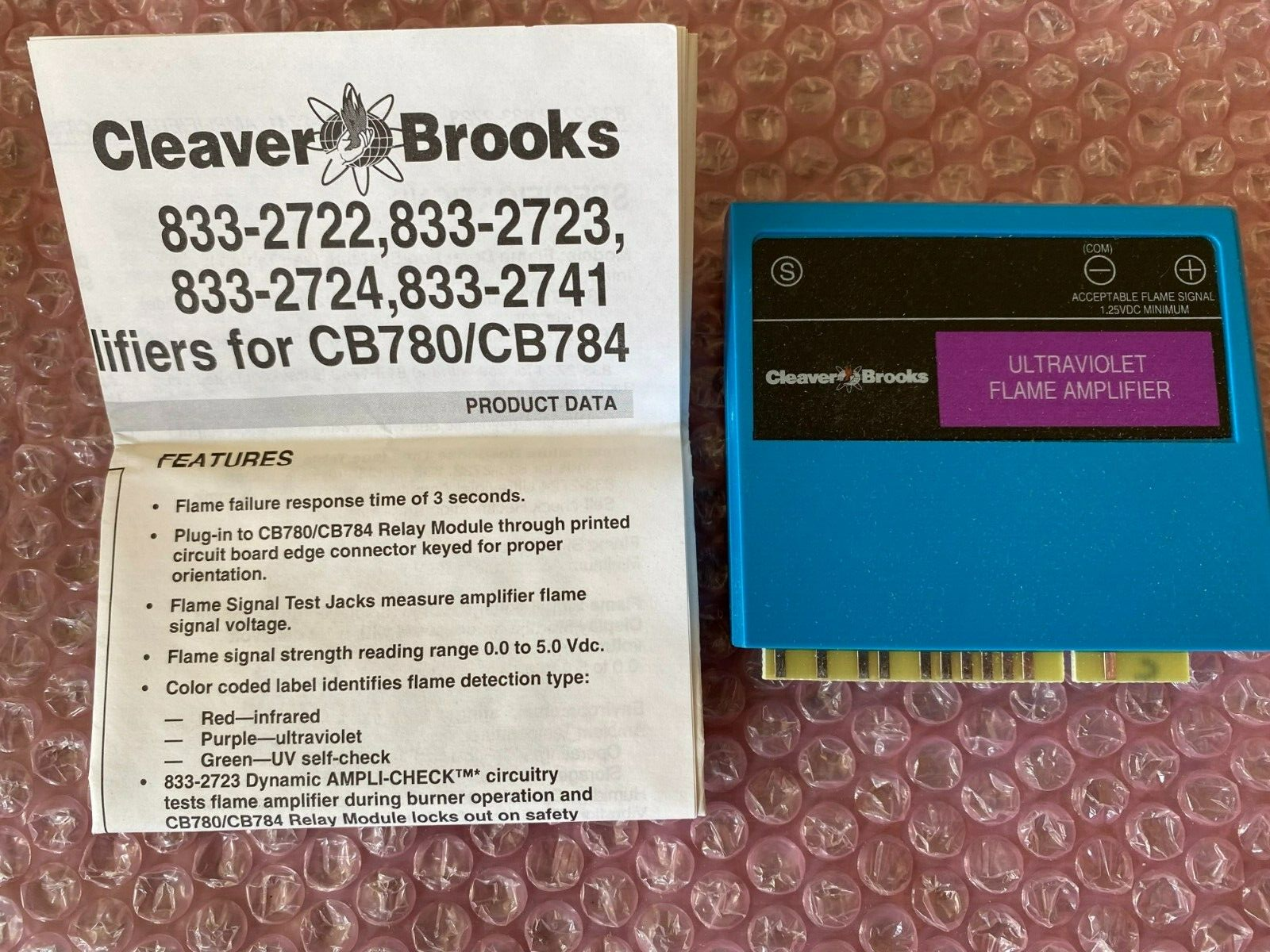 Cleaver Brooks Burner 833-2724 Control UltraViolet Flame Amplifier CS