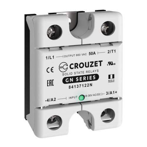CROUZET SSR, GN, Single Phase, Panel Mount, 50A, IN 18-36 VAC, OUT 660 VAC, Zero Cross 84137122N