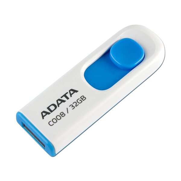 MEMORIA USB ADATA  C008 32 GB, 2,0, BLANCO CON AZUL