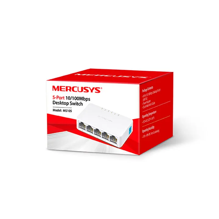 Mini Switch MERCUSYS MS105, Color blanco, 5, 10/100