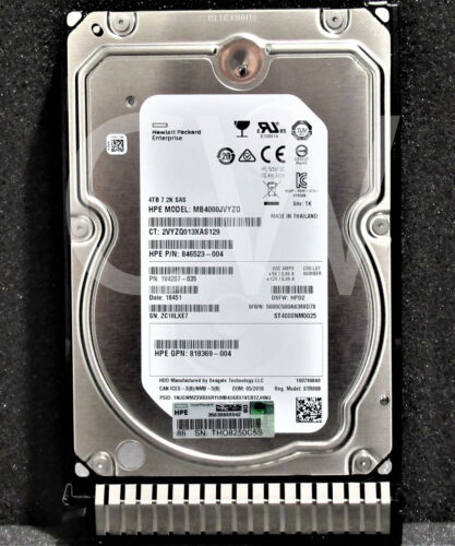 Disco duro SAS 872745-001 MB4000JVYZQ HPE 4 TB 7200 RPM 12 Gbps línea media 3,5