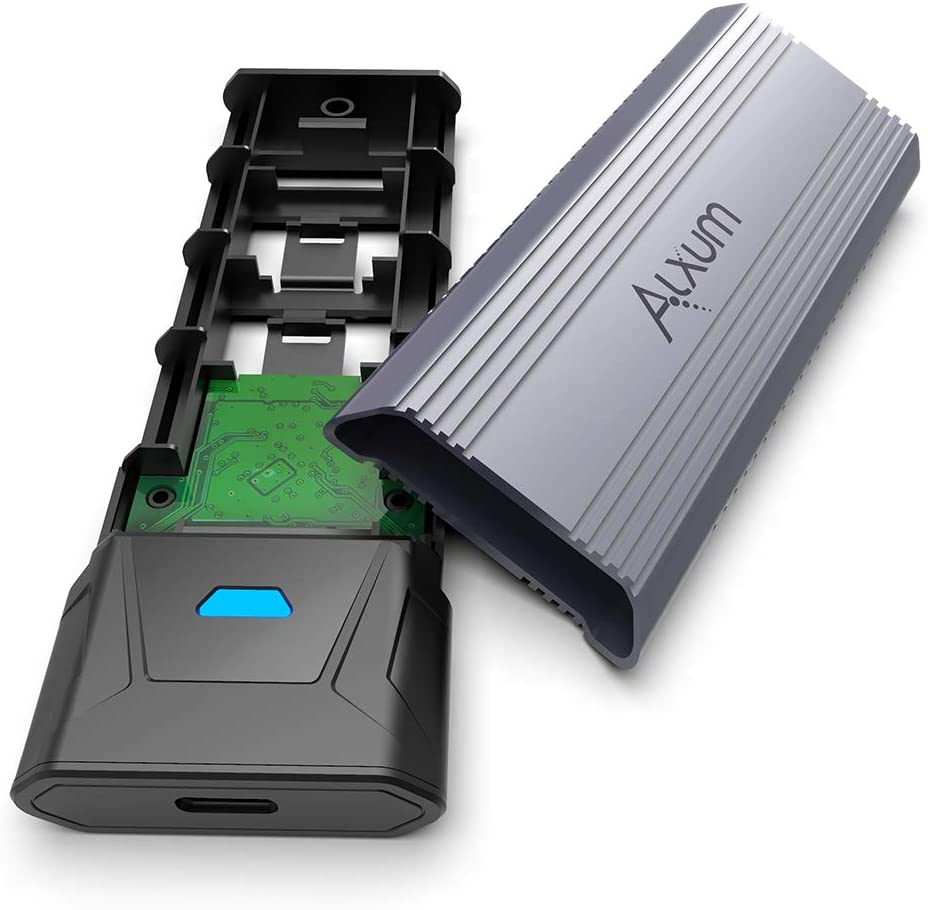 Alxum M.2 SSD Enclosure, M.2 to USB Adapter for both M.2 NVMe PCI-E & SATA Solid State Drive (M-Key/B M Key SSD 2230/2242/2260/89.764 in)