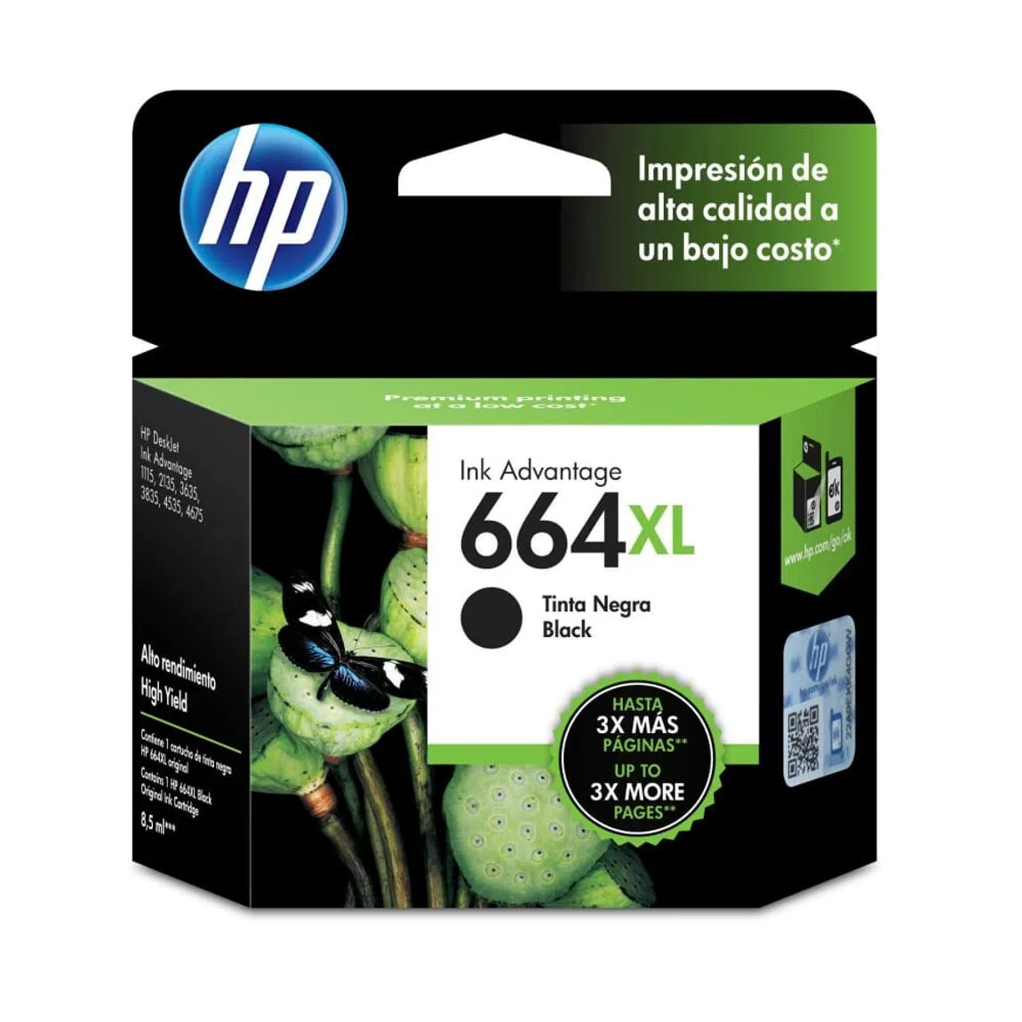 CARTUCHO HP F6V31AL 664XL NEGRO