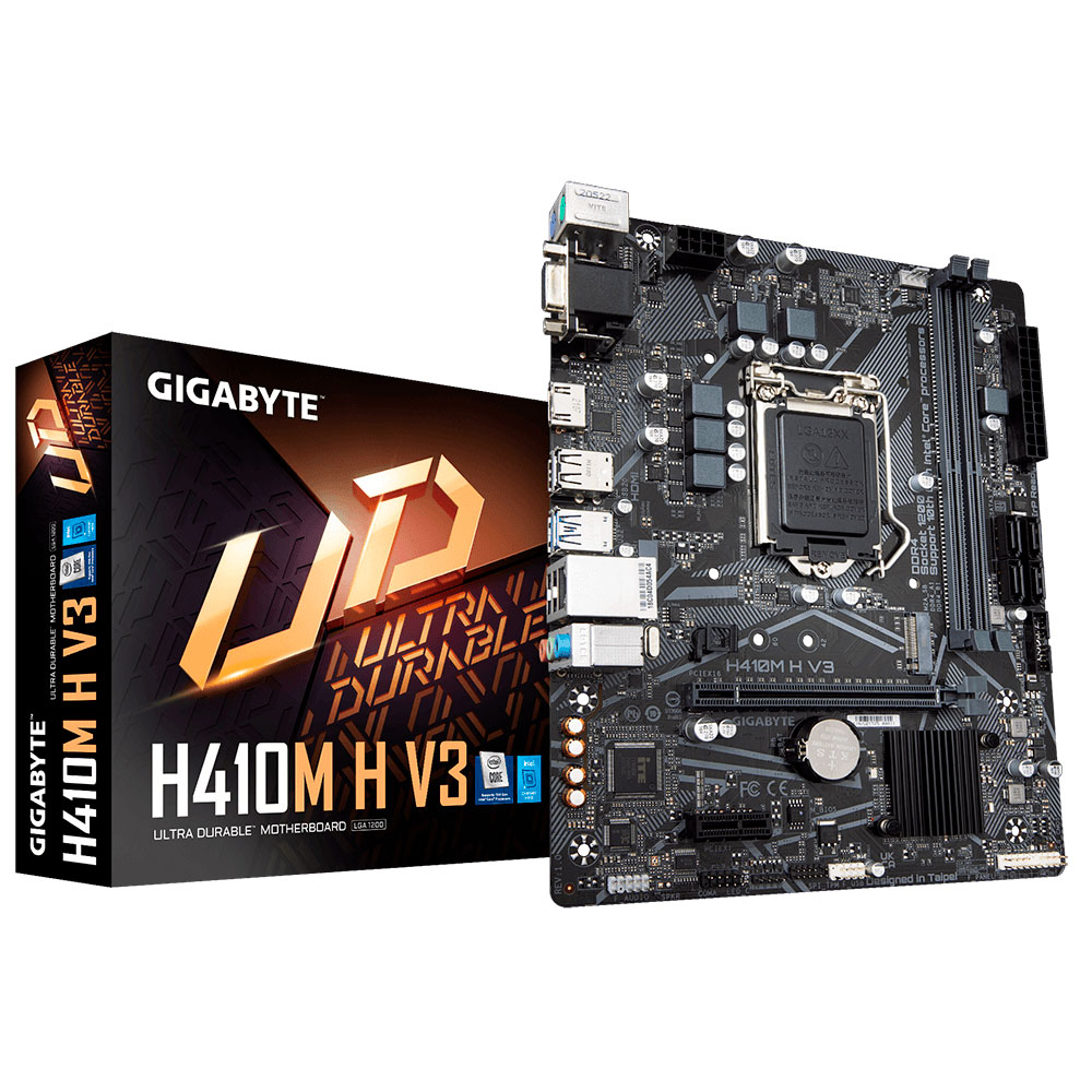 Motherboard GIGABYTE H410M H V3, Intel, LGA 1200, Micro ATX