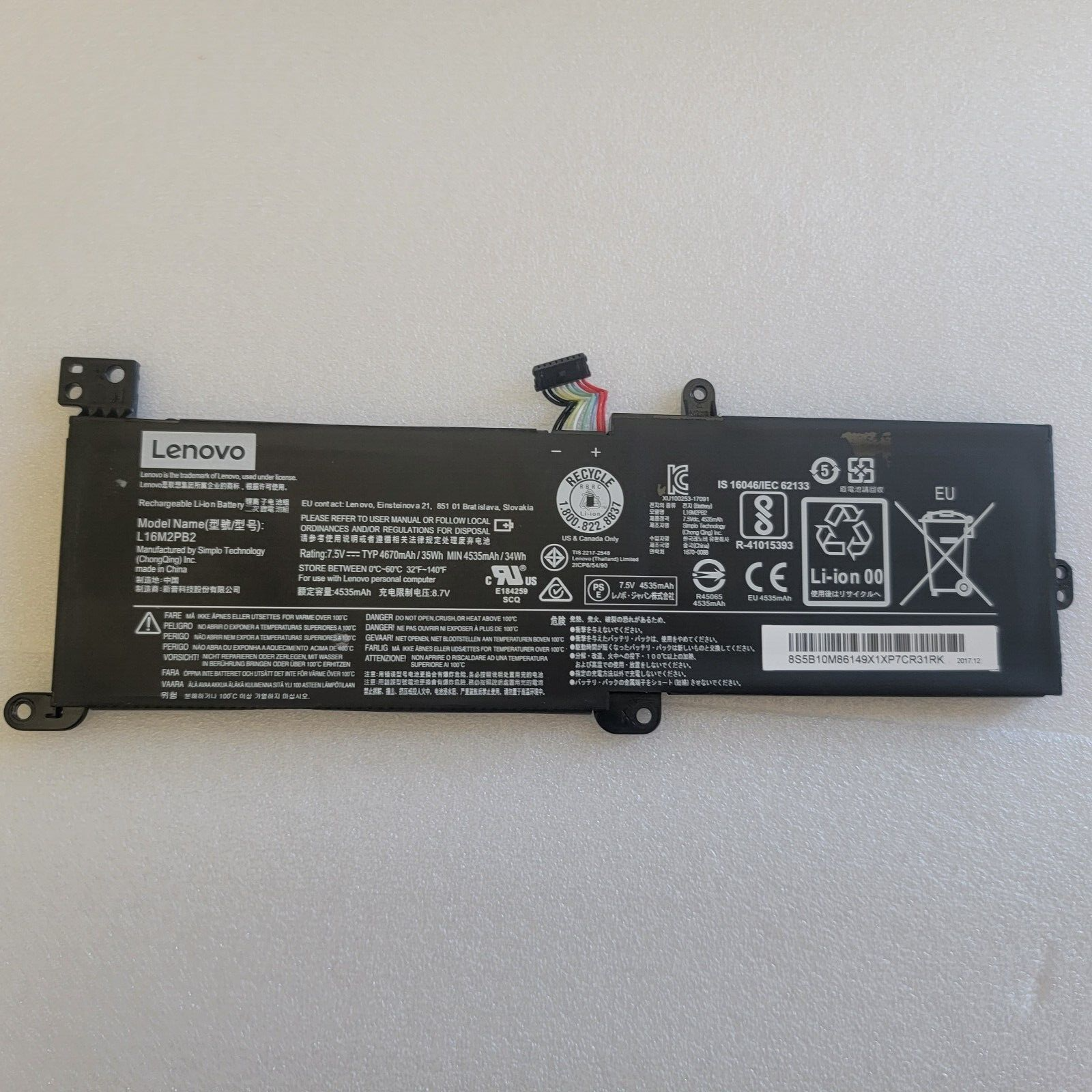 BATERÍA LENOVO L16M2PB1 L16L2PB2 L16L2PB1 IDEAPAD 320-14AST 15AST 320-15ABR