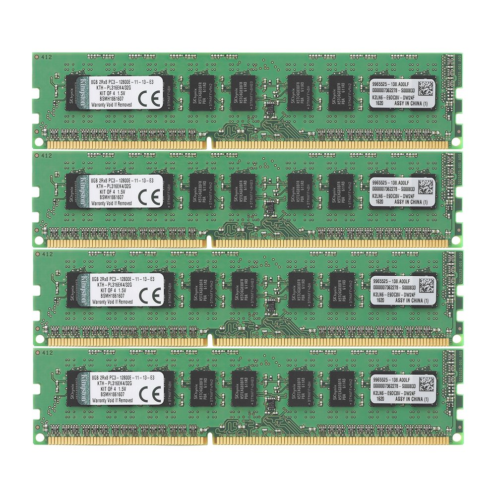 Kingston Technology 32GB Kit de 4 x 8GB DDR3 1600MHz PC3-12800 ECC DIMM.