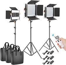 Neewer Kit de luces de video  3 Packs Advanced 2.4G 480 LED Video 2.4G Wireless Remote and Light Stand for Portrait Product Photography