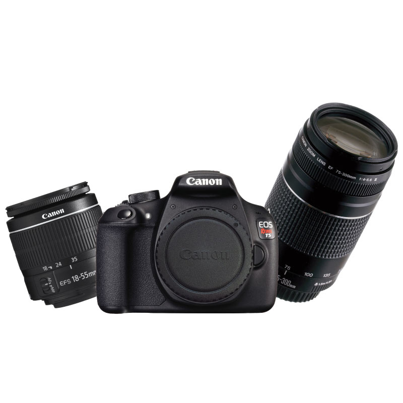 Canon EOS Rebel T5 Digital SLR Camera with EF-S 18-55mm IS II + EF 75-300mm f/4-5.6 III Bundle