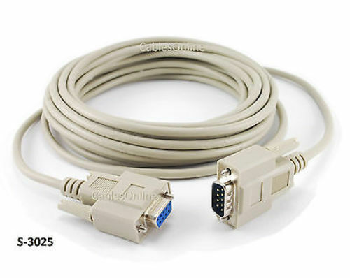 25 pies. Cable de extensiÃ³n DB9 serial macho a hembra, CablesOnline S-3025