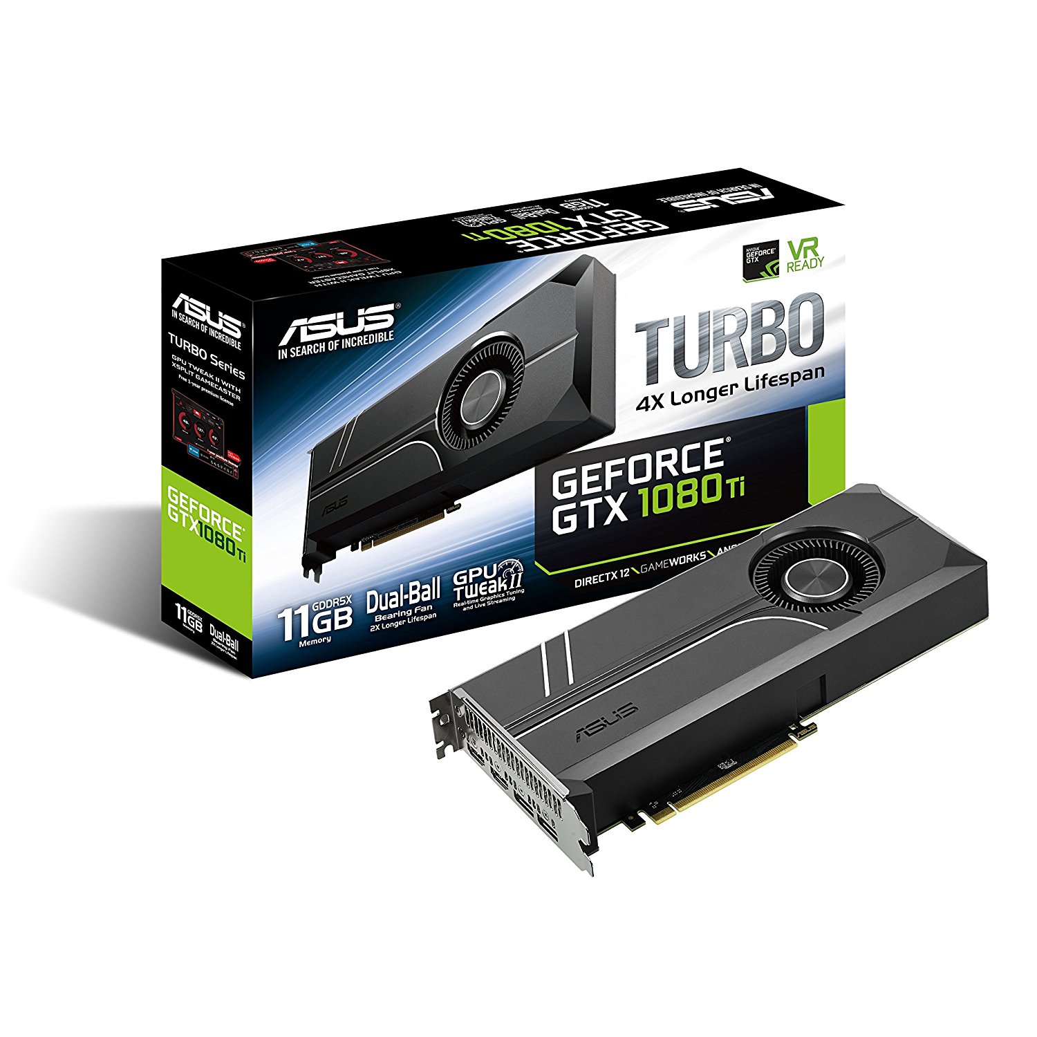 ASUS GeForce GTX 1080 Ti 11 GB Turbo Edition VR Ready 5 K HD Gaming, HDMI, DisplayPort PC GDDR5 X tarjeta gráfica turbo-gtx1080ti-11G