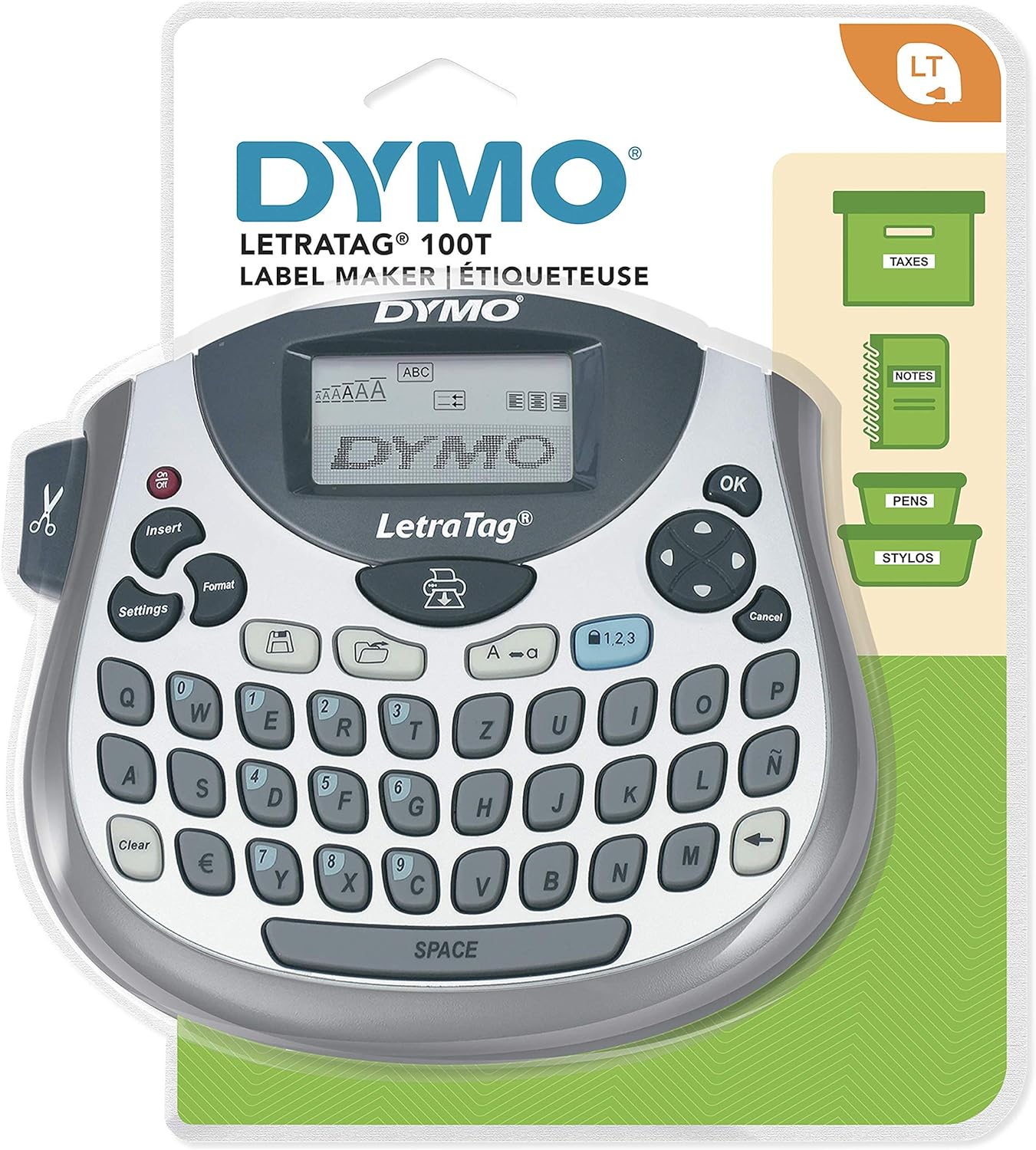 DYMO LetraTag LT-100T + Tape - Impresora de Etiquetas (Térmica Directa, 180 x 180 dpi, Gris, LCD, QWERTZ, 9 Etiqueta(s))