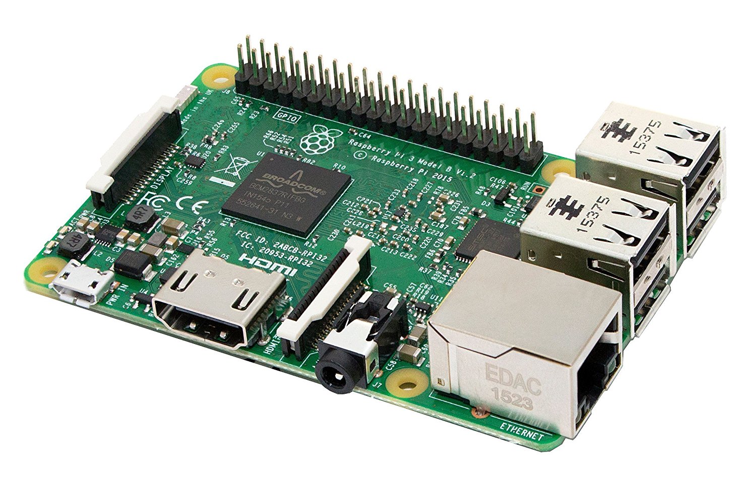 Raspberry Pi 3 Model B 1.2GHz CPU 1GB RAM WiFi/BLE 40 GPIO Pins