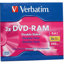 VERBATIM 3X DVD RAM TIPO 4 9.4GB DISCO DOBLE CARA CAJA C/5 PIEZAS