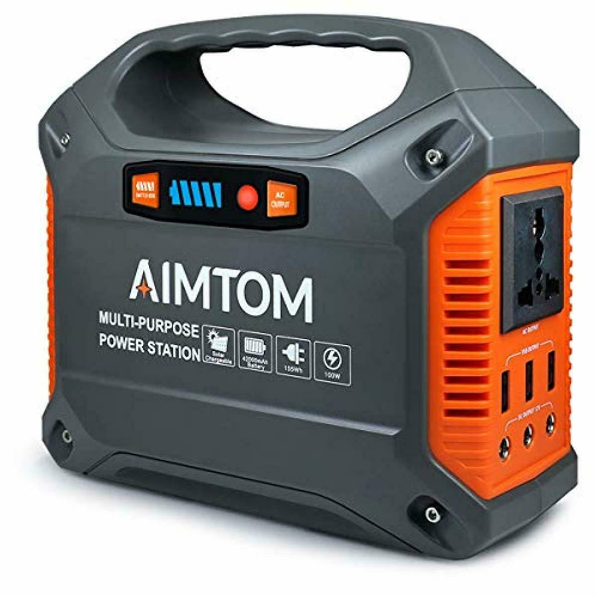 Aimtom 150-W Quiet Portable Solar Power Station Generator with Lithium Battery.