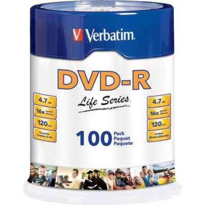 Verbatim Torre de Discos Virgenes para DVD, DVD-R, 16x, 100 Discos