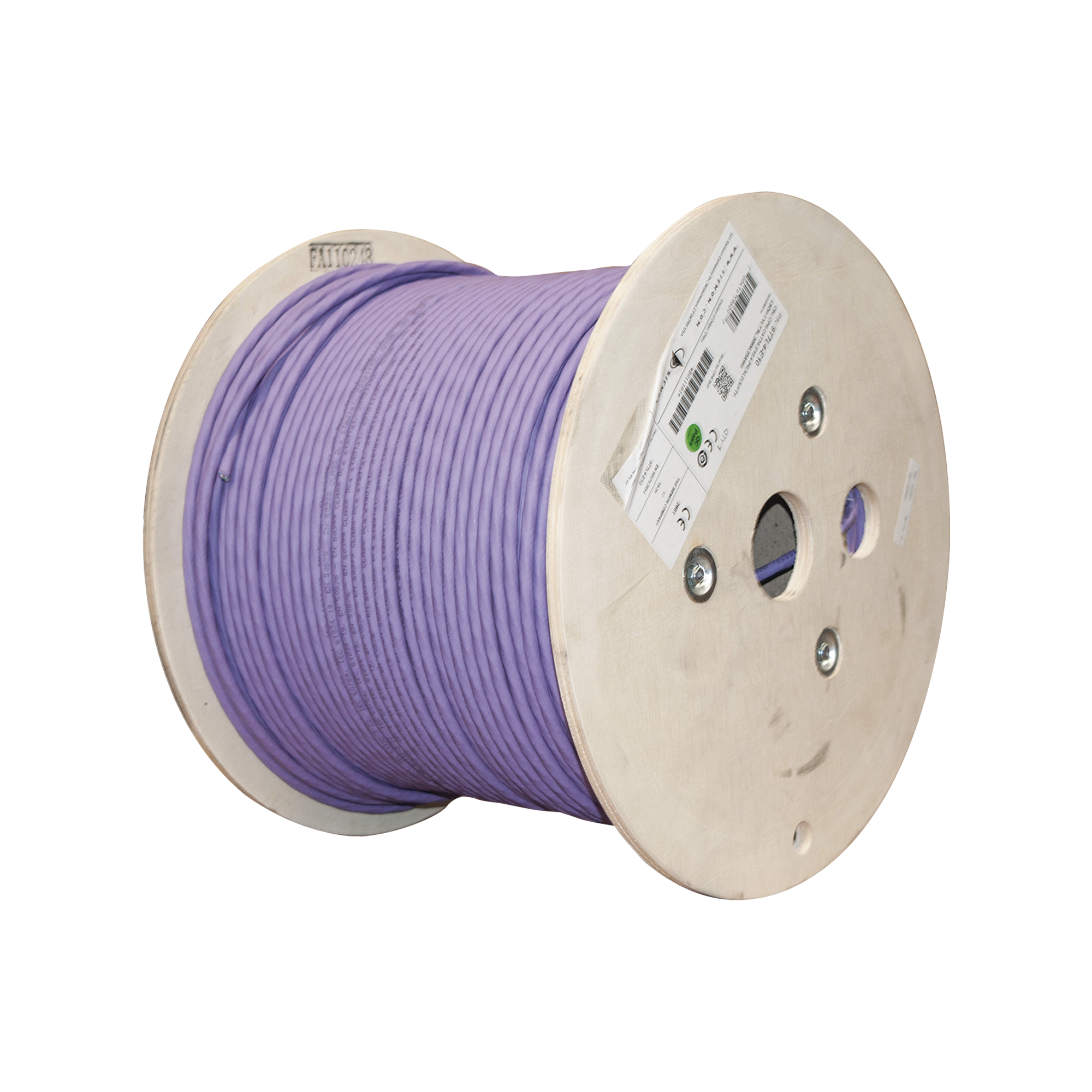 SIEMON| 9T7L4-E10| BOBINA DE CABLE BLINDADO S/FTP DE 4 PARES, CAT7A, INMUNE A RUIDO E INTERFERENCIAS, LS0H (BAJO HUMO, CERO HALÓGENOS), COLOR VIOLETA, 305 METROS (1000 PIES)