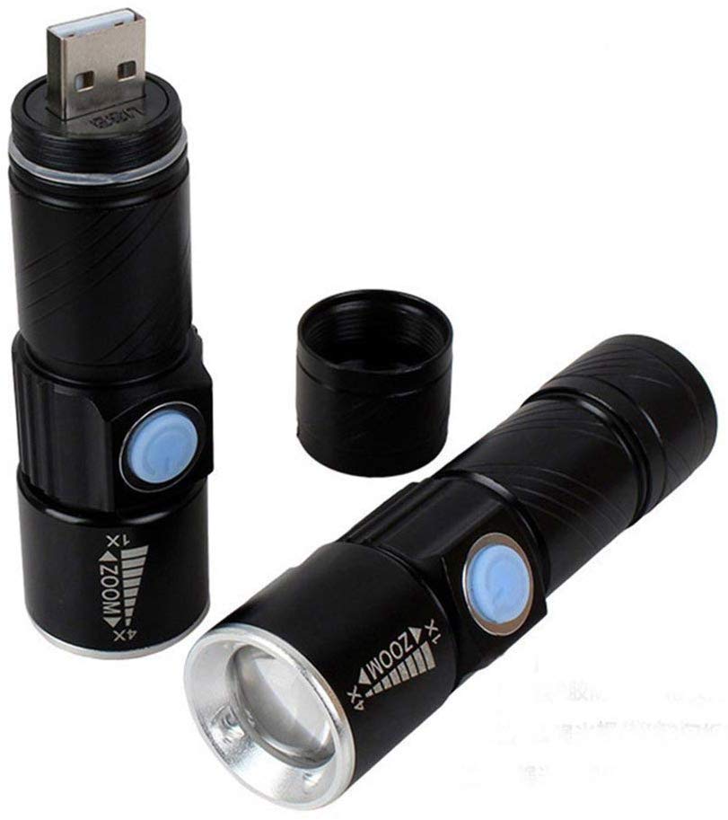 Global-store 1PCS Mini LED Flashlight Rechargeable 350 Lumen, Focus Zoom Torch Light with 3 Modes Adjustable for Emergency and Activities EDC.