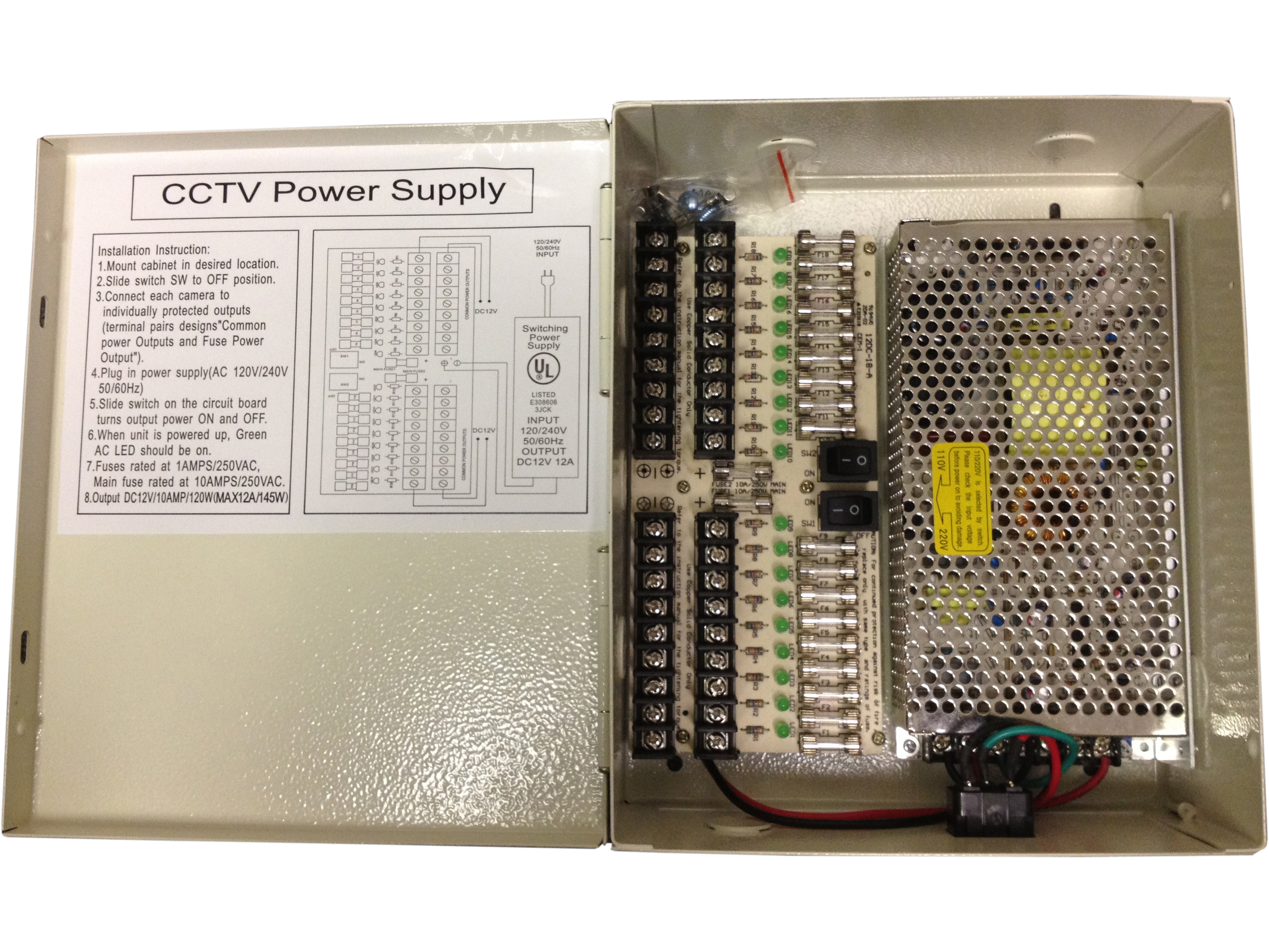 Aposonic A-XPOWERBOX 12V CCTV Power Supply for Surveillance Cameras