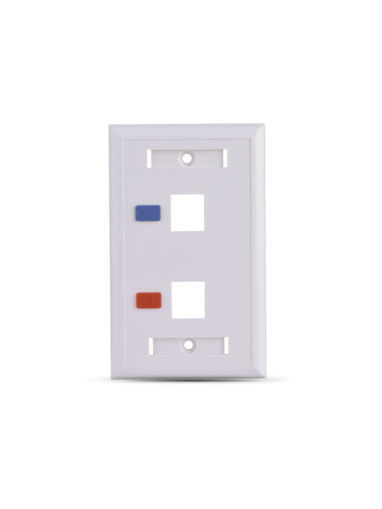 SAXXON A1752E - Placa de pared / Vertical / 2 Puertos tipo keystone / Color blanco